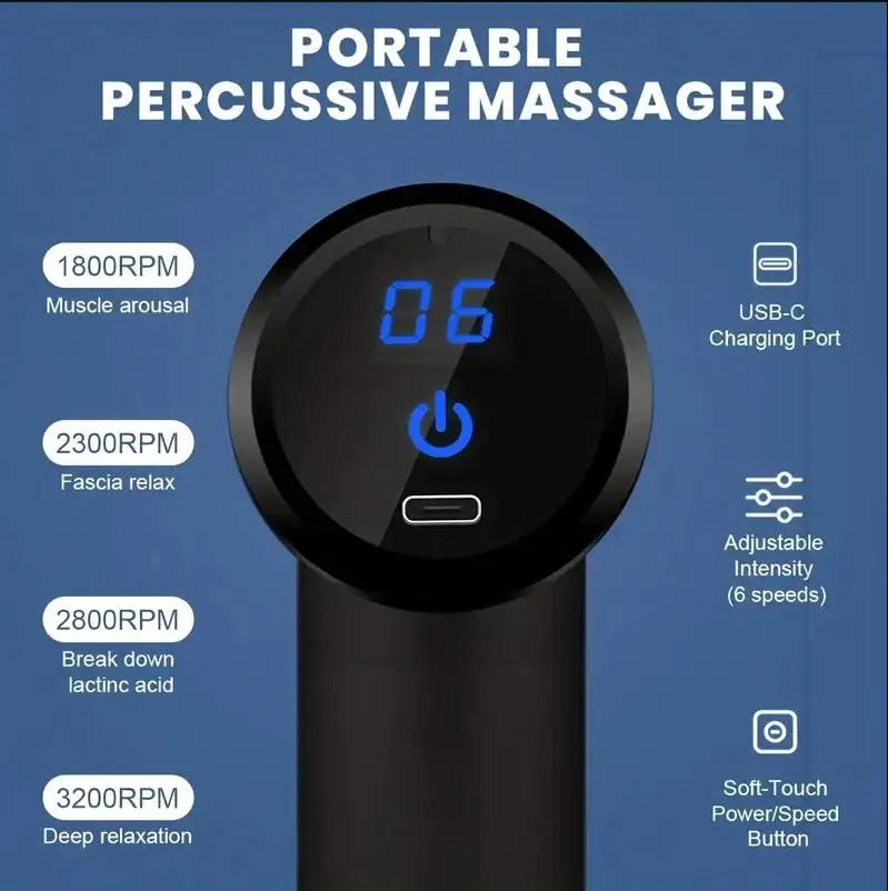 Massage Gun Deep Tissue, Muscle Percussion Massager with 30 Speeds Quiet Hand Massagers with LCD Touch Screen 10 Heads for Shoulder Body Back Relaxation